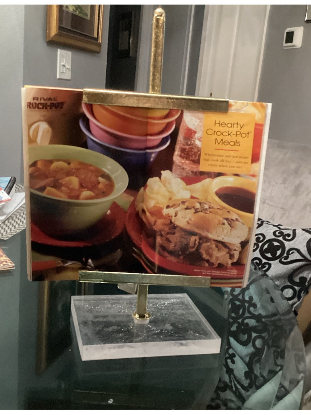 NWT - Adjustable Cookbook Holder by RAZ Imports - gold & plexiglass